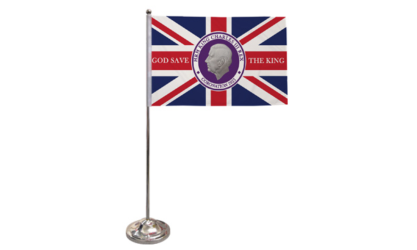 King Charles III Coronation (Style B) Satin Table Flag
